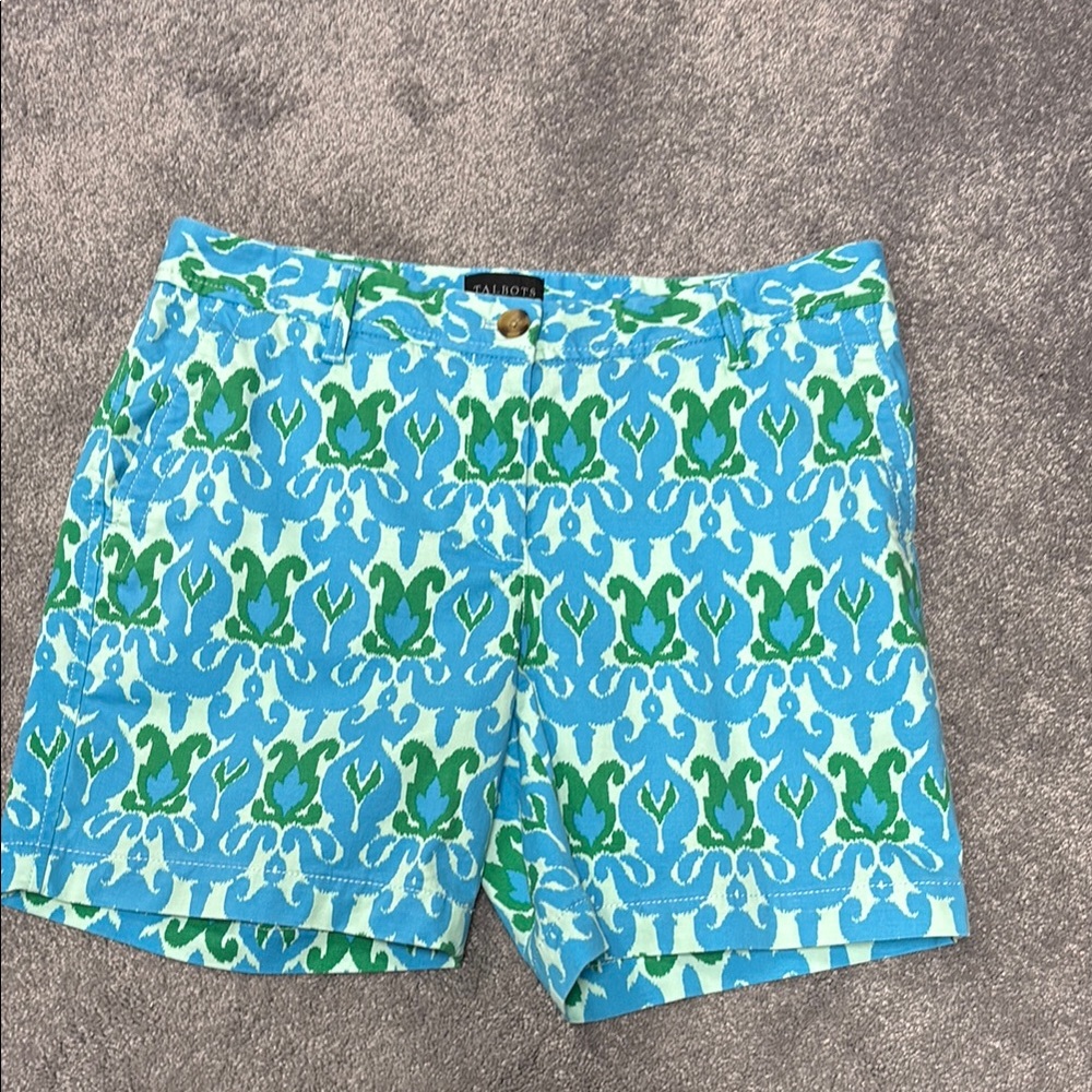 Talbots Blue and Green Patterned Shorts. Like new.